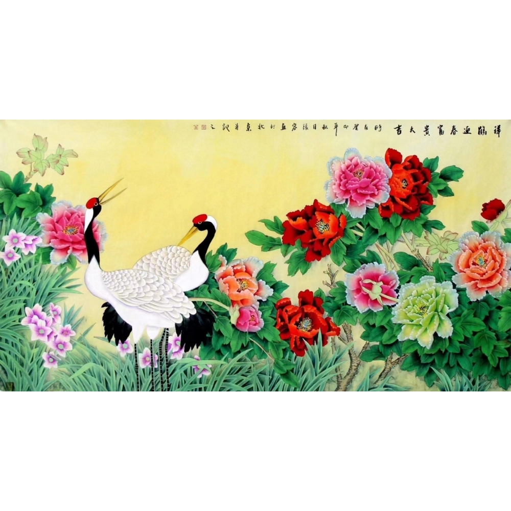 祥鹤迎春富贵大吉
